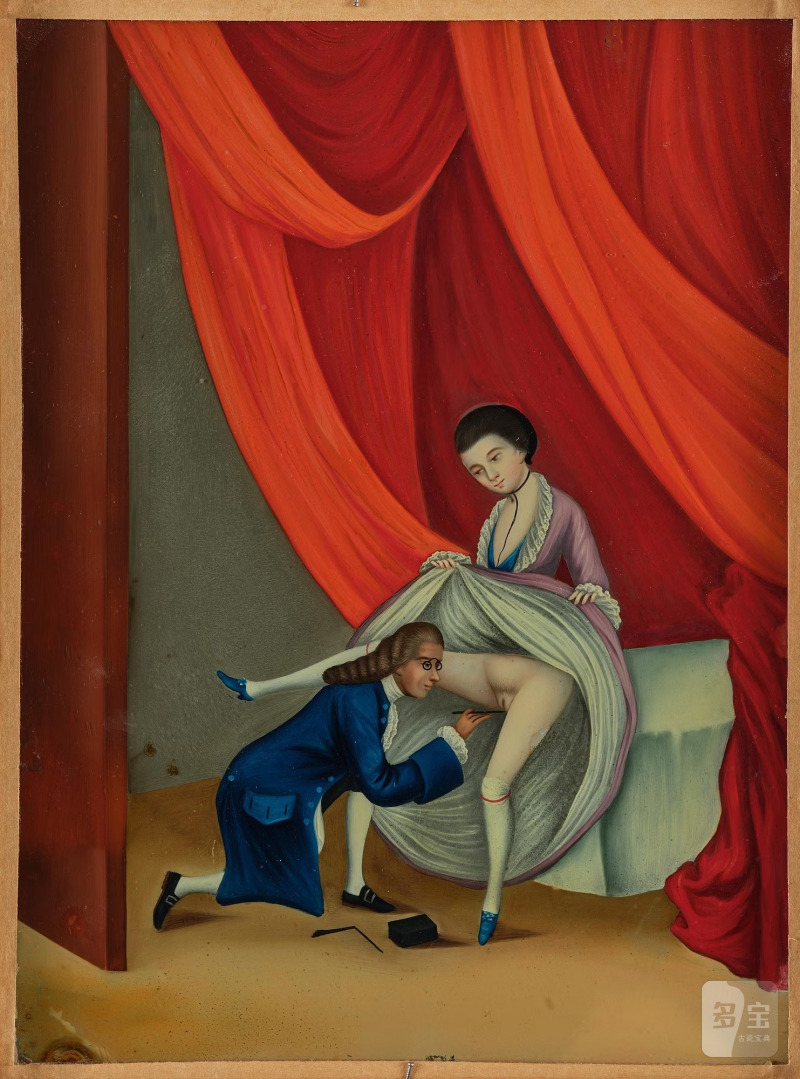 A Chinese reverse glass 'Erotic' painting, - 图7